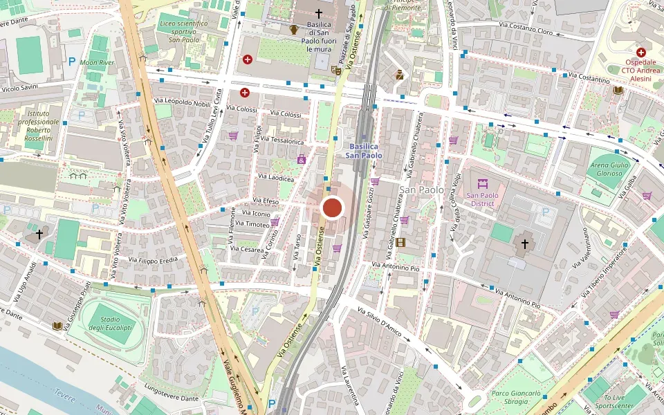 Mappa del quartiere San Paolo con la posizione di Via Ostiense 353
